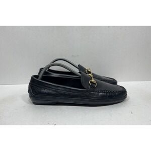 Vintage Gucci Driving Loafers Leather Shoes Gold Horse Bit Men's Size 9 M